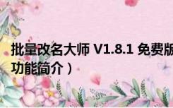 批量改名大师 V1.8.1 免费版（批量改名大师 V1.8.1 免费版功能简介）