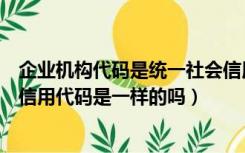 企业机构代码是统一社会信用代码吗（企业代码和统一社会信用代码是一样的吗）