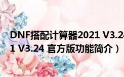 DNF搭配计算器2021 V3.24 官方版（DNF搭配计算器2021 V3.24 官方版功能简介）