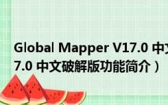 Global Mapper V17.0 中文破解版（Global Mapper V17.0 中文破解版功能简介）