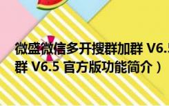 微盛微信多开搜群加群 V6.5 官方版（微盛微信多开搜群加群 V6.5 官方版功能简介）