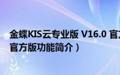 金蝶KIS云专业版 V16.0 官方版（金蝶KIS云专业版 V16.0 官方版功能简介）