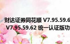 财达证券同花顺 V7.95.59.62 统一认证版（财达证券同花顺 V7.95.59.62 统一认证版功能简介）