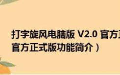 打字旋风电脑版 V2.0 官方正式版（打字旋风电脑版 V2.0 官方正式版功能简介）