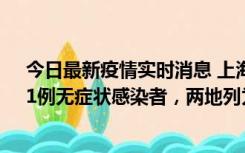 今日最新疫情实时消息 上海新增社会面1例本土确诊病例、1例无症状感染者，两地列为中风险区