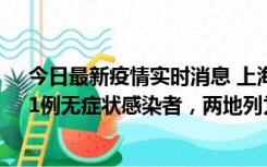 今日最新疫情实时消息 上海新增社会面1例本土确诊病例、1例无症状感染者，两地列为中风险区