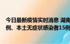 今日最新疫情实时消息 湖南10月11日新增本土确诊病例14例、本土无症状感染者15例