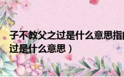 子不教父之过是什么意思指的是父亲还是母亲（子不教父之过是什么意思）