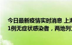 今日最新疫情实时消息 上海新增社会面1例本土确诊病例、1例无症状感染者，两地列为中风险区