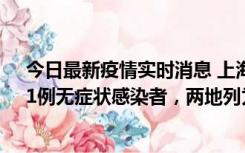 今日最新疫情实时消息 上海新增社会面1例本土确诊病例、1例无症状感染者，两地列为中风险区