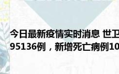 今日最新疫情实时消息 世卫组织：全球新增新冠确诊病例495136例，新增死亡病例1025例