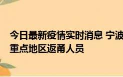 今日最新疫情实时消息 宁波昨日新增确诊病例1例，为省外重点地区返甬人员