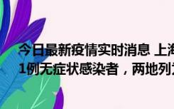 今日最新疫情实时消息 上海新增社会面1例本土确诊病例、1例无症状感染者，两地列为中风险区