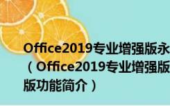 Office2019专业增强版永久激活版 32/64位 中文免密钥版（Office2019专业增强版永久激活版 32/64位 中文免密钥版功能简介）