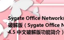 Sygate Office Network(局域网共享上网软件) V4.5 中文破解版（Sygate Office Network(局域网共享上网软件) V4.5 中文破解版功能简介）