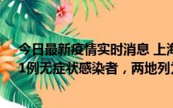 今日最新疫情实时消息 上海新增社会面1例本土确诊病例、1例无症状感染者，两地列为中风险区