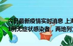 今日最新疫情实时消息 上海新增社会面1例本土确诊病例、1例无症状感染者，两地列为中风险区