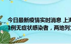今日最新疫情实时消息 上海新增社会面1例本土确诊病例、1例无症状感染者，两地列为中风险区