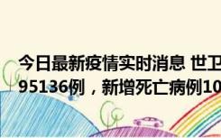 今日最新疫情实时消息 世卫组织：全球新增新冠确诊病例495136例，新增死亡病例1025例