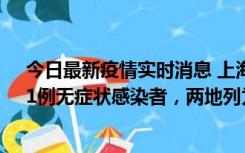 今日最新疫情实时消息 上海新增社会面1例本土确诊病例、1例无症状感染者，两地列为中风险区