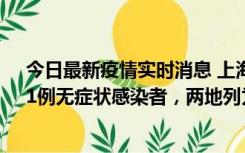 今日最新疫情实时消息 上海新增社会面1例本土确诊病例、1例无症状感染者，两地列为中风险区