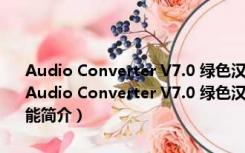 Audio Converter V7.0 绿色汉化版（超强的无损音频文件转换器）（Audio Converter V7.0 绿色汉化版（超强的无损音频文件转换器）功能简介）