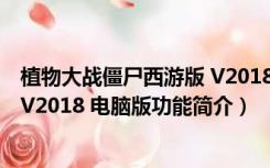 植物大战僵尸西游版 V2018 电脑版（植物大战僵尸西游版 V2018 电脑版功能简介）