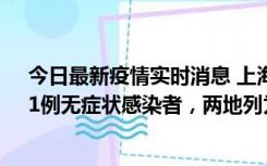 今日最新疫情实时消息 上海新增社会面1例本土确诊病例、1例无症状感染者，两地列为中风险区