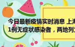 今日最新疫情实时消息 上海新增社会面1例本土确诊病例、1例无症状感染者，两地列为中风险区