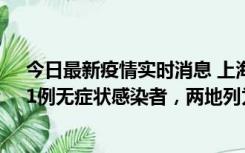 今日最新疫情实时消息 上海新增社会面1例本土确诊病例、1例无症状感染者，两地列为中风险区