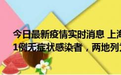 今日最新疫情实时消息 上海新增社会面1例本土确诊病例、1例无症状感染者，两地列为中风险区