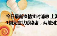 今日最新疫情实时消息 上海新增社会面1例本土确诊病例、1例无症状感染者，两地列为中风险区