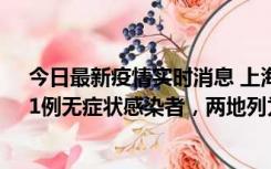 今日最新疫情实时消息 上海新增社会面1例本土确诊病例、1例无症状感染者，两地列为中风险区