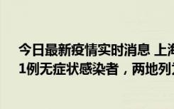 今日最新疫情实时消息 上海新增社会面1例本土确诊病例、1例无症状感染者，两地列为中风险区