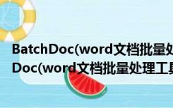 BatchDoc(word文档批量处理工具) V7.62 官方版（BatchDoc(word文档批量处理工具) V7.62 官方版功能简介）