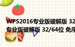 WPS2016专业版破解版 32/64位 免序列号版（WPS2016专业版破解版 32/64位 免序列号版功能简介）