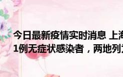 今日最新疫情实时消息 上海新增社会面1例本土确诊病例、1例无症状感染者，两地列为中风险区