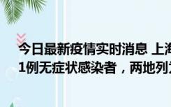 今日最新疫情实时消息 上海新增社会面1例本土确诊病例、1例无症状感染者，两地列为中风险区