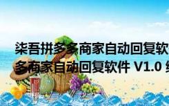 柒吾拼多多商家自动回复软件 V1.0 绿色免费版（柒吾拼多多商家自动回复软件 V1.0 绿色免费版功能简介）