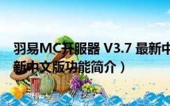 羽易MC开服器 V3.7 最新中文版（羽易MC开服器 V3.7 最新中文版功能简介）