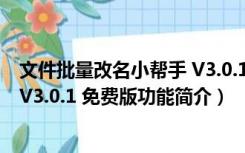 文件批量改名小帮手 V3.0.1 免费版（文件批量改名小帮手 V3.0.1 免费版功能简介）