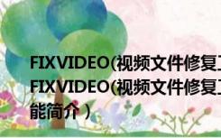 FIXVIDEO(视频文件修复工具最新版) V3.23 绿色免费版（FIXVIDEO(视频文件修复工具最新版) V3.23 绿色免费版功能简介）