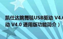 凯仕达跳舞毯USB驱动 V4.0 通用版（凯仕达跳舞毯USB驱动 V4.0 通用版功能简介）