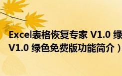 Excel表格恢复专家 V1.0 绿色免费版（Excel表格恢复专家 V1.0 绿色免费版功能简介）