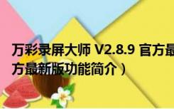 万彩录屏大师 V2.8.9 官方最新版（万彩录屏大师 V2.8.9 官方最新版功能简介）