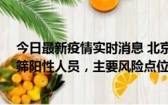 今日最新疫情实时消息 北京通州新增1例确诊病例和5例初筛阳性人员，主要风险点位公布