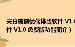 天分玻璃优化排版软件 V1.0 免费版（天分玻璃优化排版软件 V1.0 免费版功能简介）