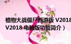 植物大战僵尸西游版 V2018 电脑版（植物大战僵尸西游版 V2018 电脑版功能简介）