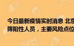 今日最新疫情实时消息 北京通州新增1例确诊病例和5例初筛阳性人员，主要风险点位公布