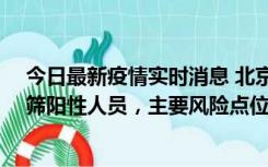 今日最新疫情实时消息 北京通州新增1例确诊病例和5例初筛阳性人员，主要风险点位公布